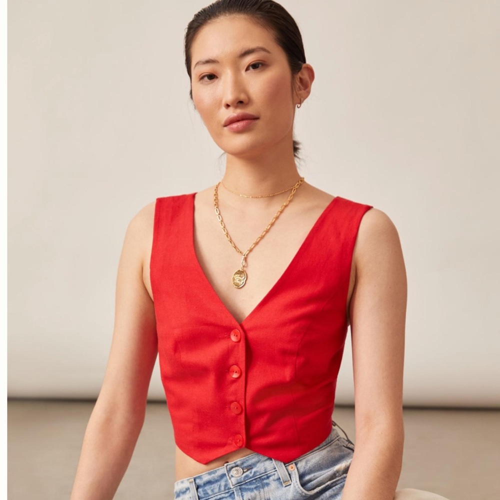 Anthropologie Red Cross-back Cropped Vest
